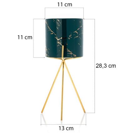 Maceta de cerámica EMMA 28,3x13 cm verde/dorado