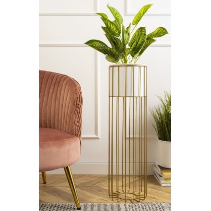 Maceta de metal LOFT 70x20 cm dorado/blanco
