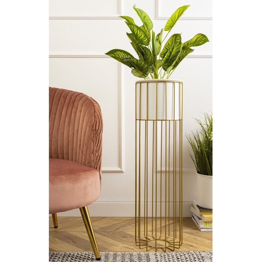 Maceta de metal LOFT 70x20 cm dorado/blanco