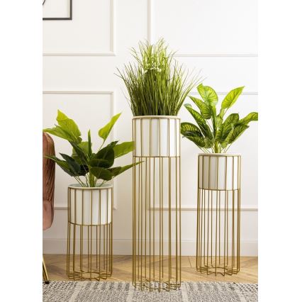 Maceta de metal LOFT 70x20 cm dorado/blanco