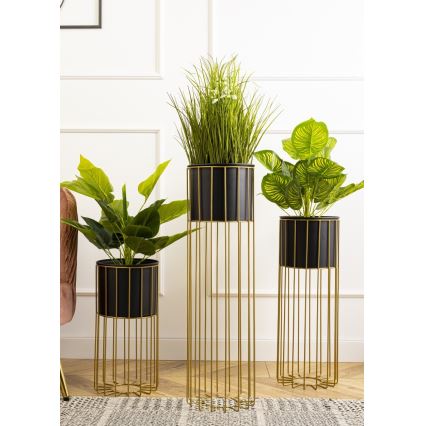 Maceta de metal LOFT 70x20 cm dorado/negro