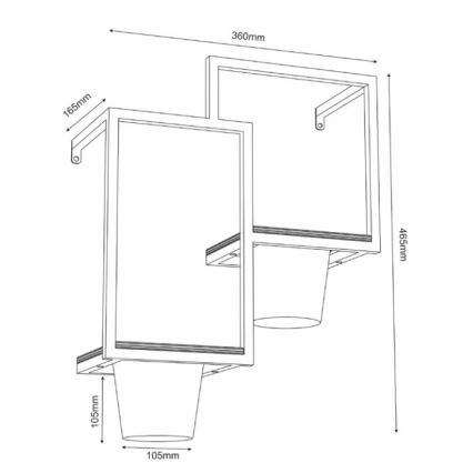 Maceta de pared 46x36cm negro