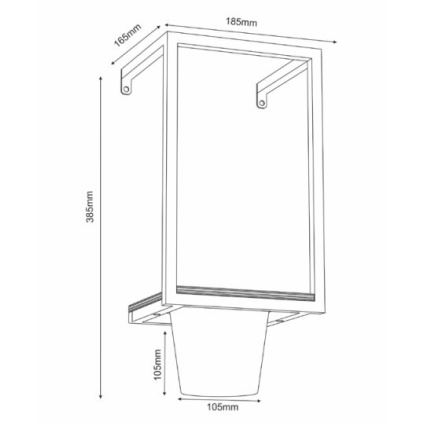 Macetero de pared 38x18 cm negro