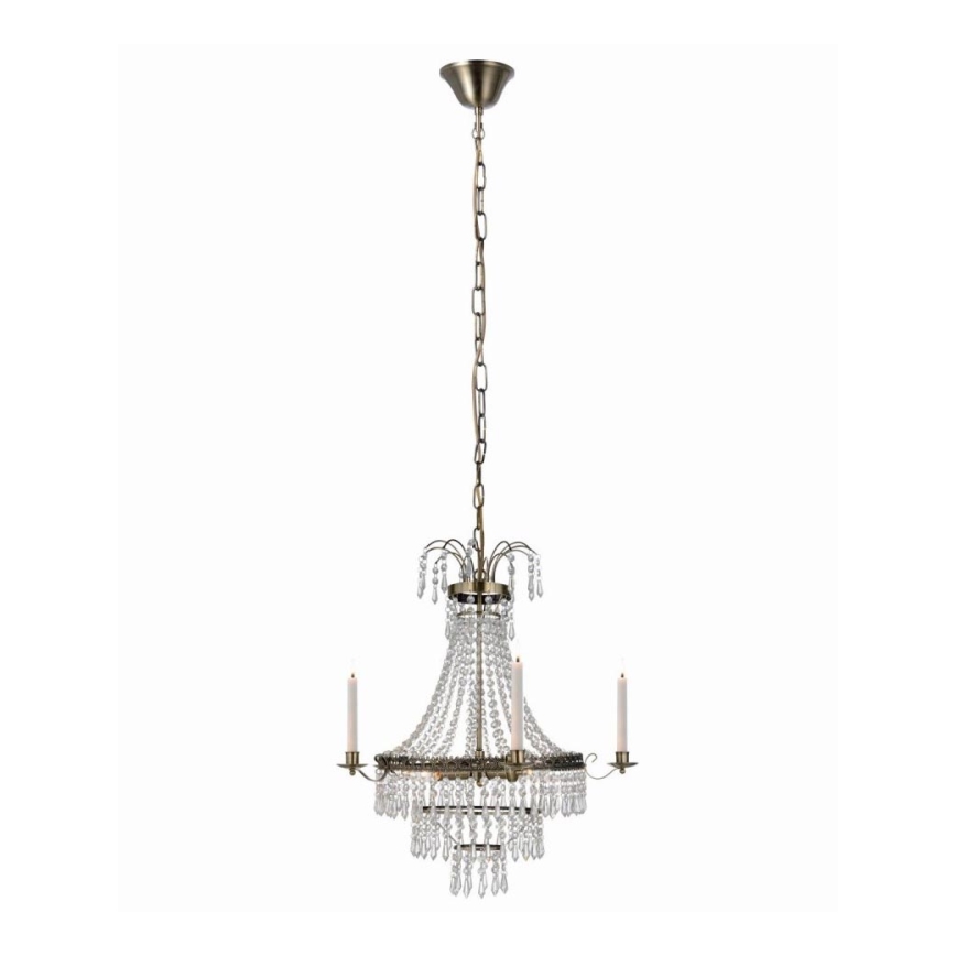 Markslöjd 105157 - Lámpara de araña de luces de cristal con cadena MARIELUND 3xE14/40W/230V cobre