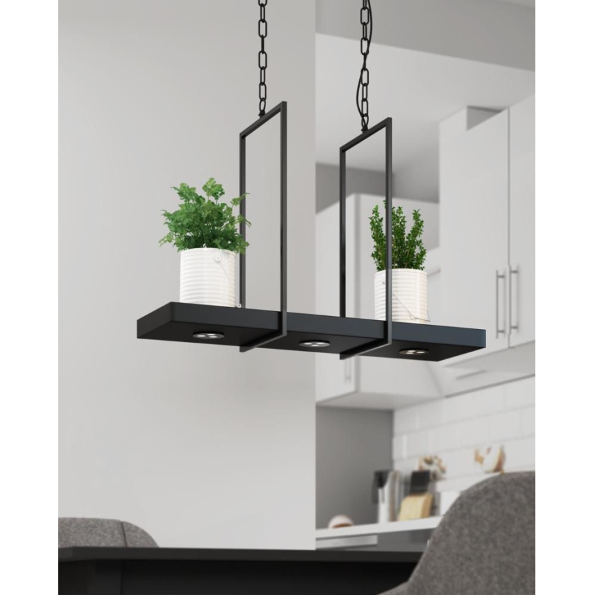 Marpzlöjd 105780 - Lámpara araña LED regulable con cadena TRAY 3xLED/3W/230V negro