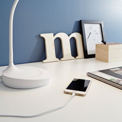Markslöjd 106093 - LED Lámpara de mesa regulable con USB SWAN LED/4,6W/230V