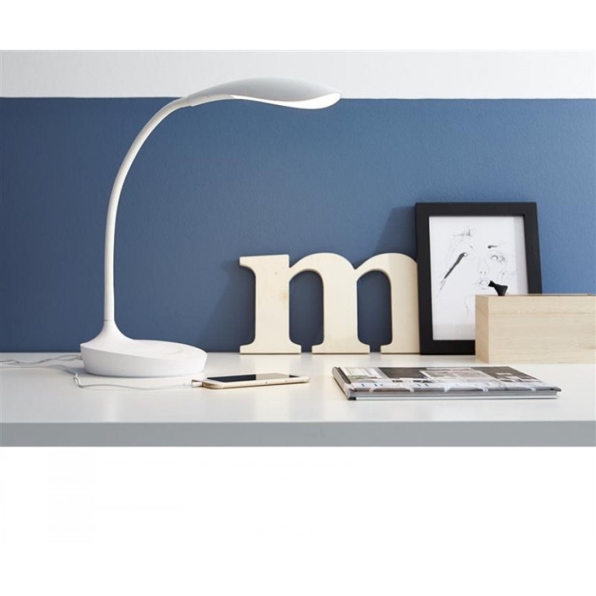 Markslöjd 106093 - LED Lámpara de mesa regulable con USB SWAN LED/4,6W/230V
