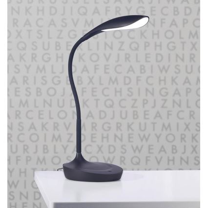 Markslöjd 106094 - LED Lámpara de mesa regulable con USB SWAN LED/4,6W/230V