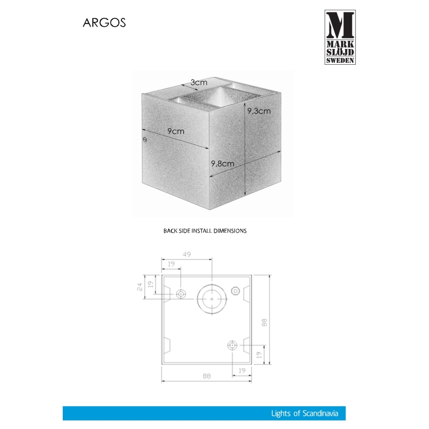 Markslöjd 106521 - Luminaria exterior LED ARGOS LED/4W/230V IP44 gris