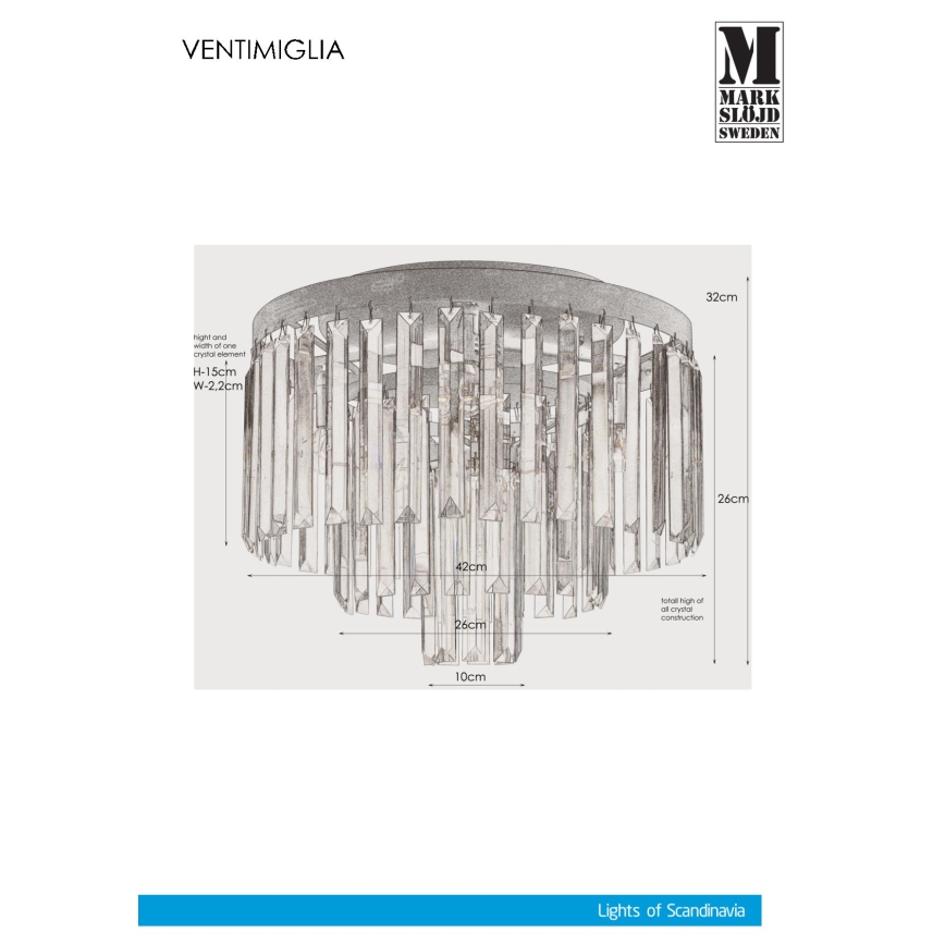 Markslöjd 106563 - Plafón de cristal VENTIMIGLIA 4xE14/40W/230V