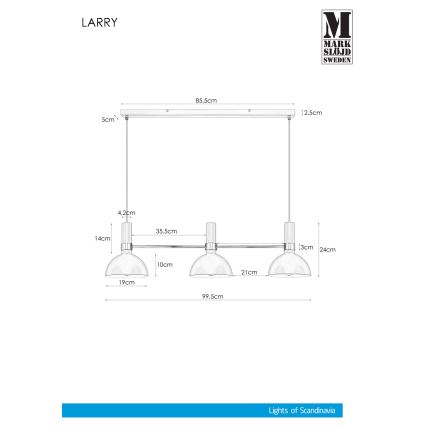 Markslöjd 106855 - Lámpara colgante LARRY 3xE27/60W/230V