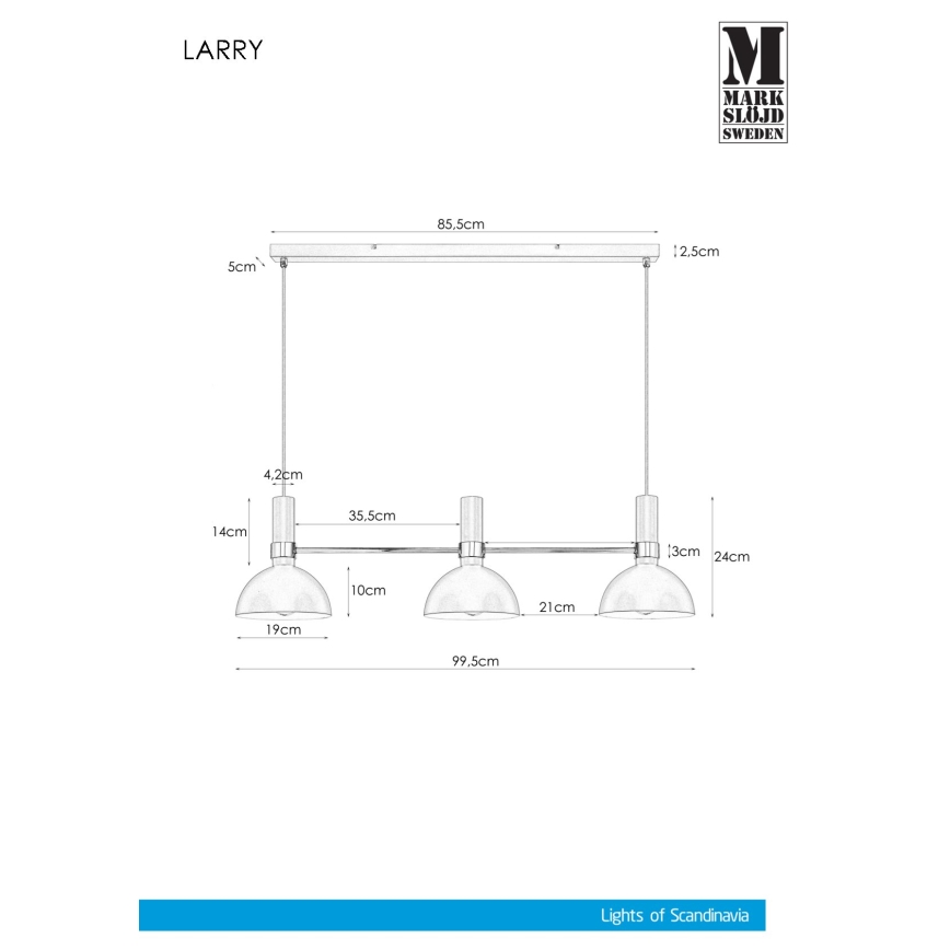 Markslöjd 106855 - Lámpara colgante LARRY 3xE27/60W/230V