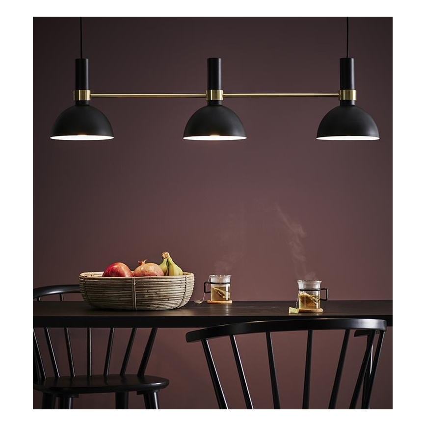 Markslöjd 106971 - Lámpara colgante LARRY 3xE27/60W/230V negro/dorado
