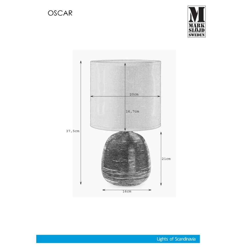 Markslöjd 107068 - Lámpara de mesa OSCAR 1xE27/60W/230V