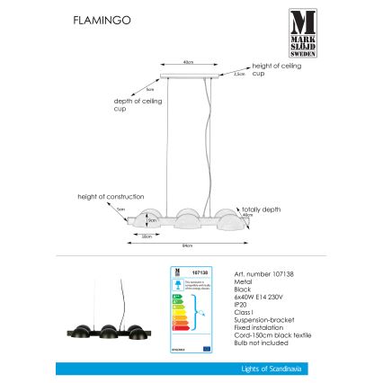 Markslöjd 107138 - Lámpara suspendida con alambre FLAMINGO 6xE14/40W/230V negro