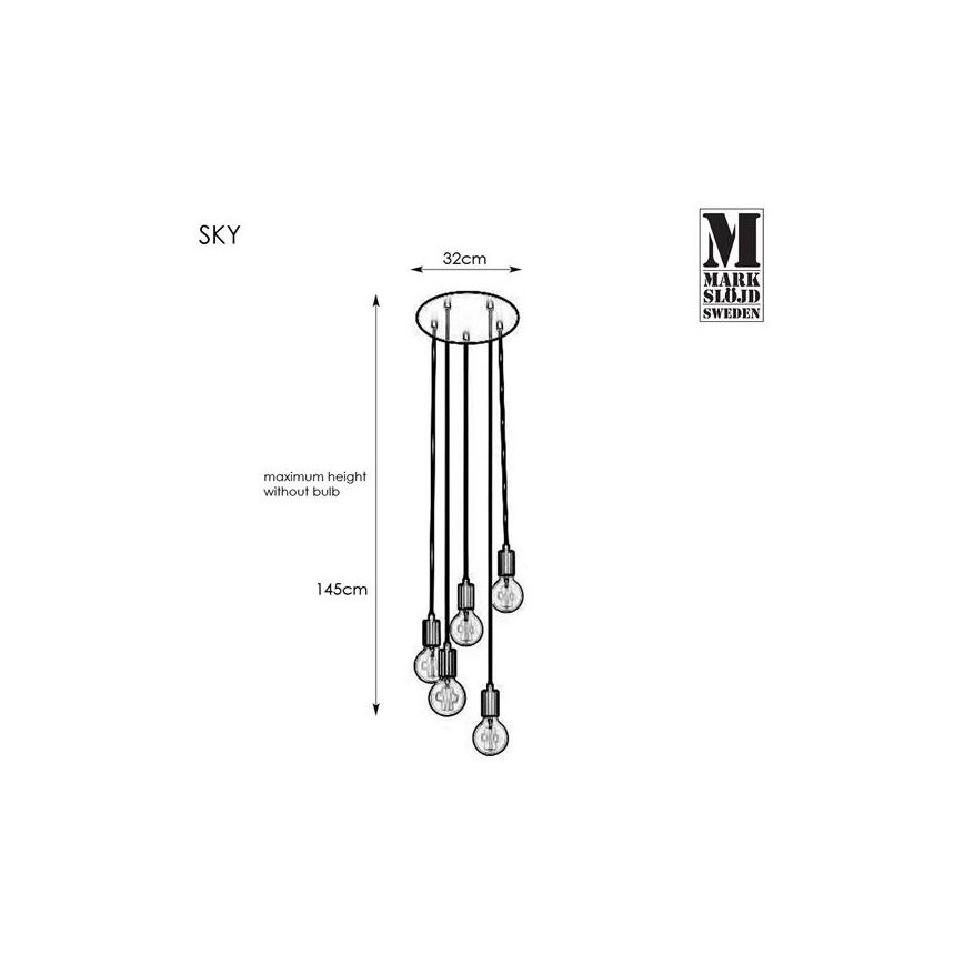 Markslöjd 107467 - Lámpara colgante SKY 5xE27/60W/230V