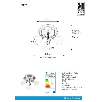 Markslöjd 107505 - Foco VERO 3xE14/40W/230V cromo brillante