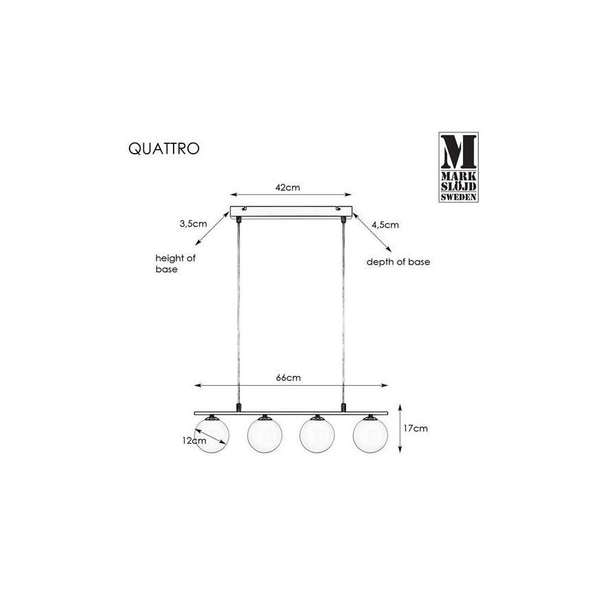 Markslöjd 107574 - Lámpara colgante con cable QUATTRO 4xG9/28W/230V