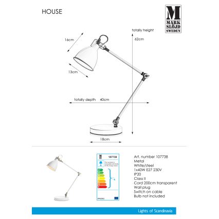 Markslöjd 107738 - Lámpara de mesa HOUSE 1xE27/40W/230V