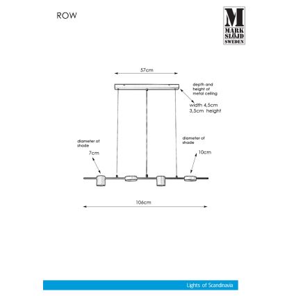 Markslöjd 107746 - Lámpara colgante ROW 4xG9/7W/230V