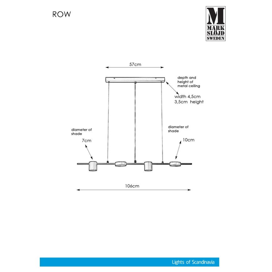 Markslöjd 107746 - Lámpara colgante ROW 4xG9/7W/230V