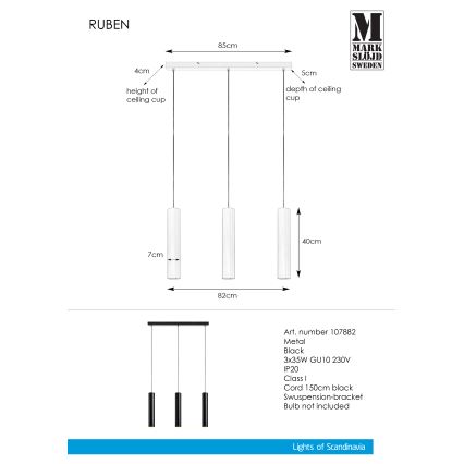 Markslöjd 107882 - Lámpara colgante RUBEN 3xGU10/35W/230V