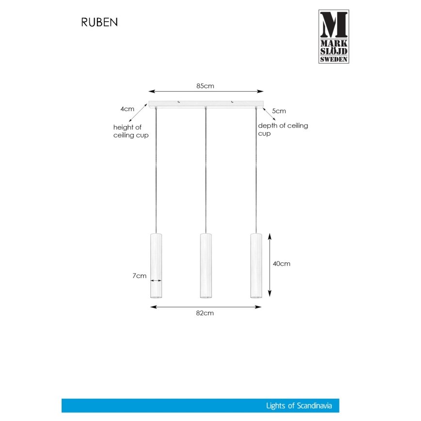 Markslöjd 107883 - Lámpara colgante RUBEN 3xGU10/35W/230V