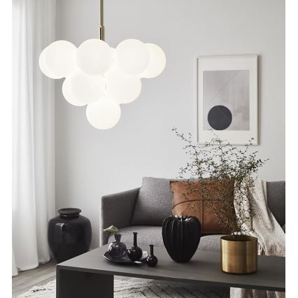 Markslöjd 107903 - Lámpara colgante con varilla MERLOT 13xG9/20W/230V Ø 56 cm blanca/dorada
