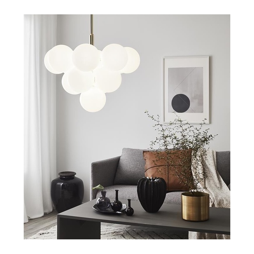 Markslöjd 107903 - Lámpara colgante con varilla MERLOT 13xG9/20W/230V Ø 56 cm blanca/dorada