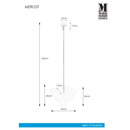 Markslöjd 107903 - Lámpara colgante con varilla MERLOT 13xG9/20W/230V Ø 56 cm blanca/dorada
