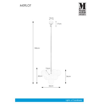 Markslöjd 107911 - Lámpara colgante con varilla MERLOT 13xG9/20W/230V Ø 56 cm blanco/negro