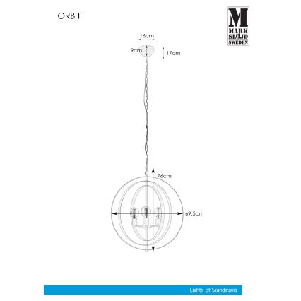 Markslöjd 107941 - Lámpara colgante con cadena ORBIT 3xE27/60W/230V