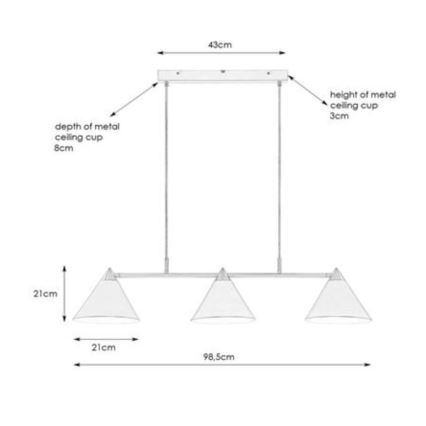 Markslöjd 108075 - Lámpara de araña de cable KLINT 3xE14/40W/230V blanco