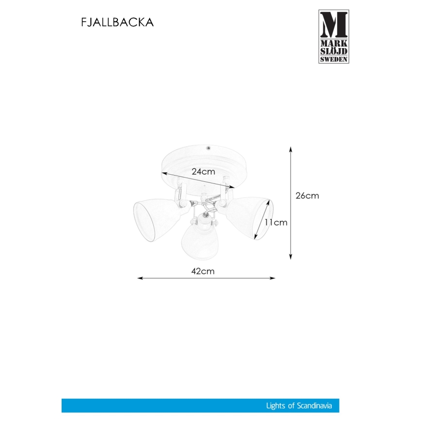 Markslöjd 108083 - Foco de techo para baño FJÄLLBACKA 3xG9/20W/230V IP44 blanco