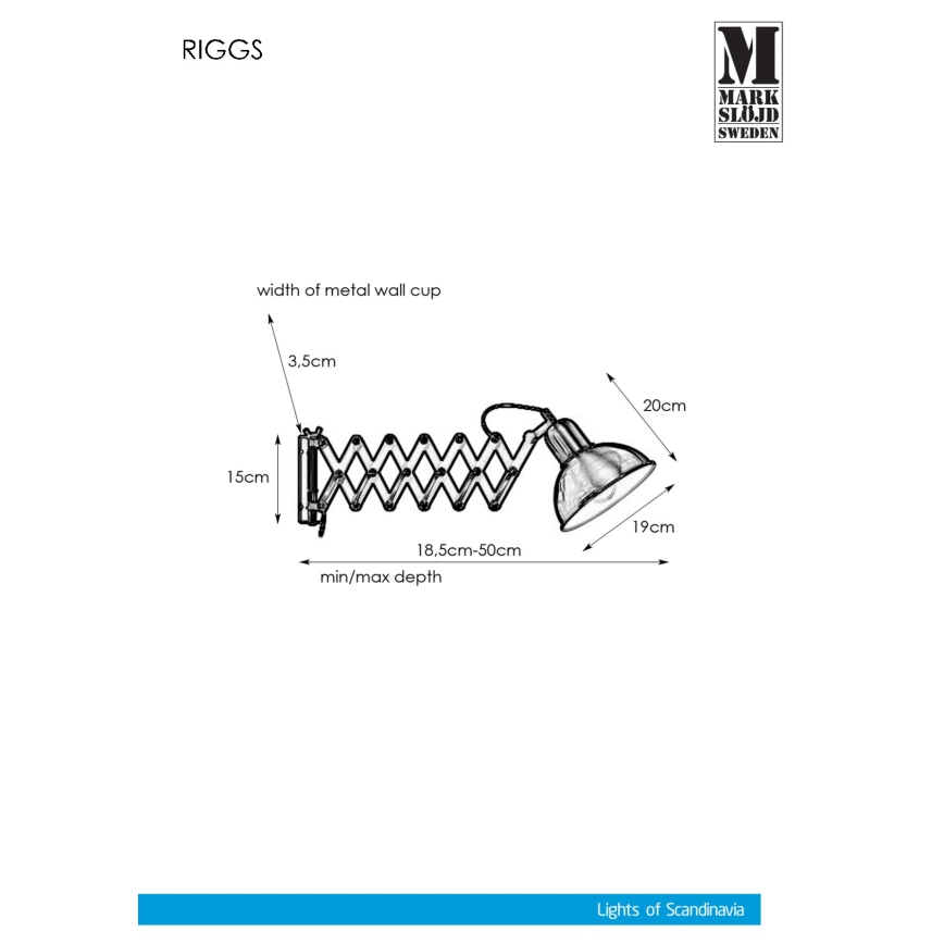 Markslöjd 108104 - Lámpara de pared RIGGS 1xE27/60W/230V cobre
