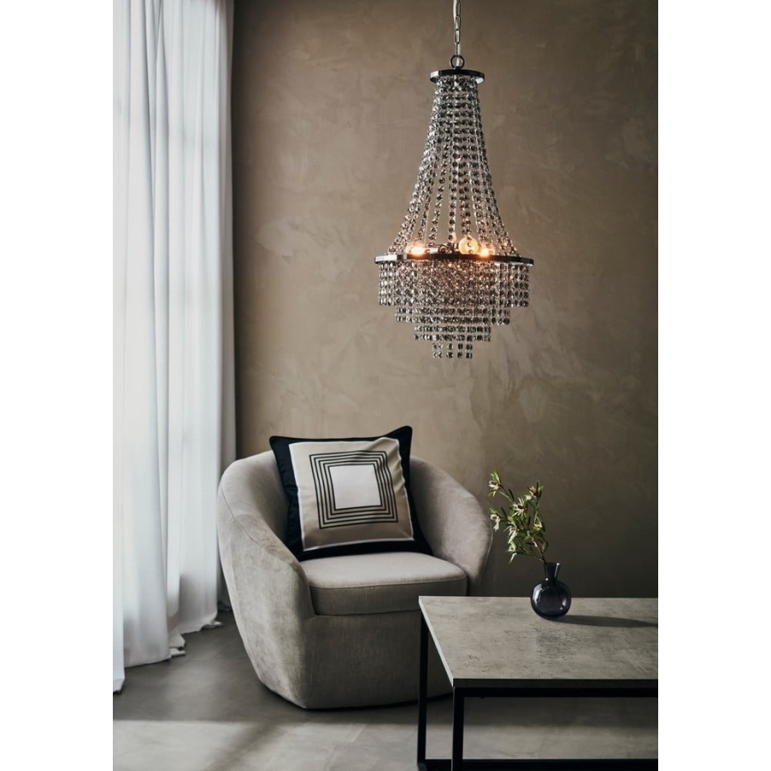 Markslöjd 108124 - Lámpara de araña de luces de cristal con cadena ALLINGTON 3xE14/25W/230V negro