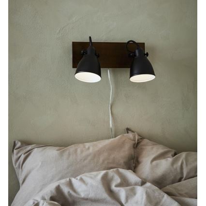 Markslöjd 108213 - Foco de pared NATIVE 2xE14/18W/230V negro/marrón