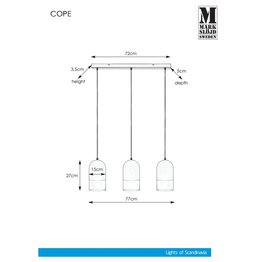 Markslöjd 108226 - Lámpara colgante COPE 3xE14/18W/230V