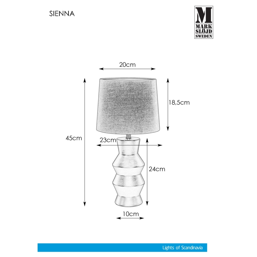 Markslöjd 108448 - Lámpara de mesa SIENNA 1xE27/40W/230V blanco