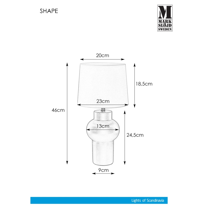 Markslöjd 108450 - Lámpara de mesa SHAPE 1xE27/40W/230V blanco