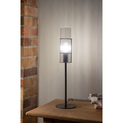 Markslöjd 108555 - Lámpara de mesa TUBO 1xE14/40W/230V 50 cm negro/transparente