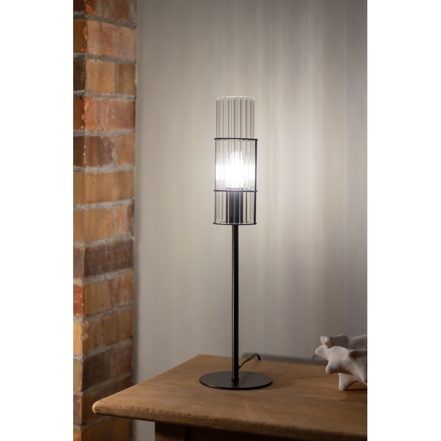 Markslöjd 108555 - Lámpara de mesa TUBO 1xE14/40W/230V 50 cm negro/transparente