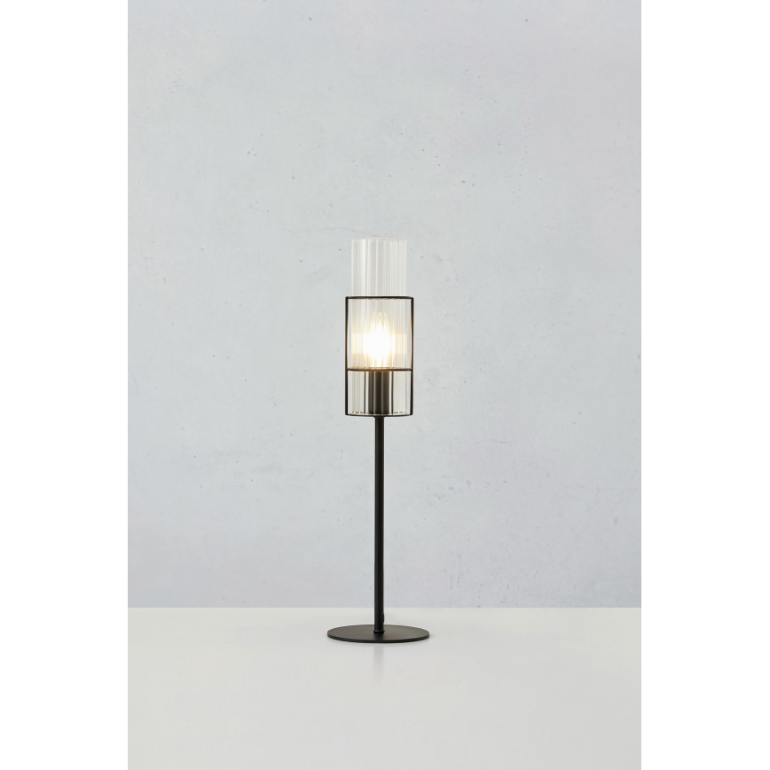 Markslöjd 108555 - Lámpara de mesa TUBO 1xE14/40W/230V 50 cm negro/transparente