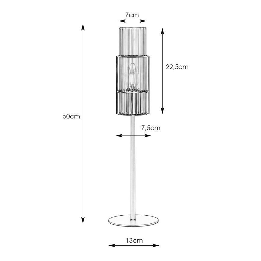 Markslöjd 108555 - Lámpara de mesa TUBO 1xE14/40W/230V 50 cm negro/transparente