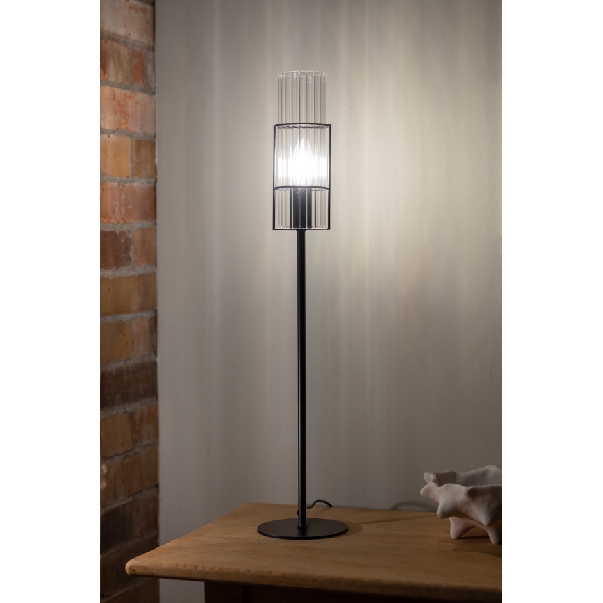 Markslöjd 108556 - Lámpara de mesa TUBO 1xE14/40W/230V 65 cm negro/transparente