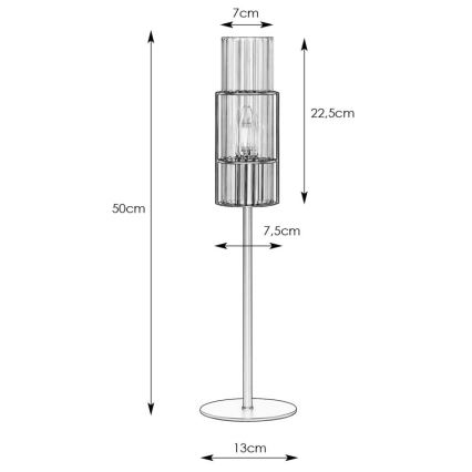Markslöjd 108557 - Lámpara de mesa TUBO 1xE14/40W/230V 50 cm cromo brillante/transparente
