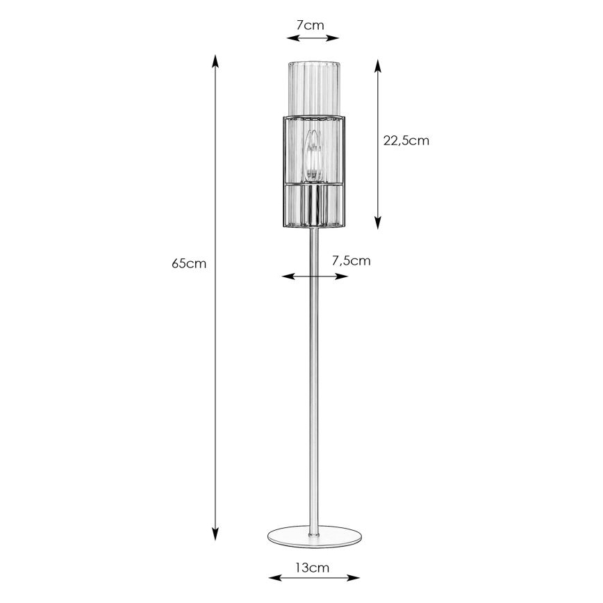 Markslöjd 108558 - Lámpara de mesa TUBO 1xE14/40W/230V 65 cm cromo brillante/transparente
