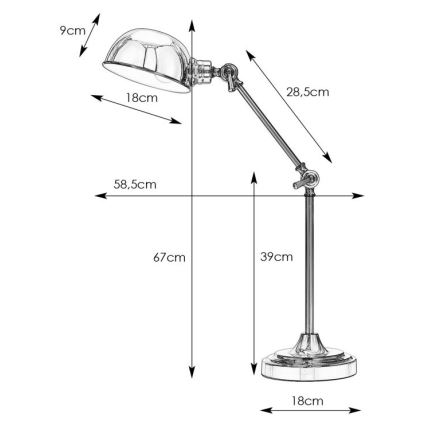Markslöjd 108583 - Lámpara de mesa PORTLAND 1xE27/40W/230V cromo brillante