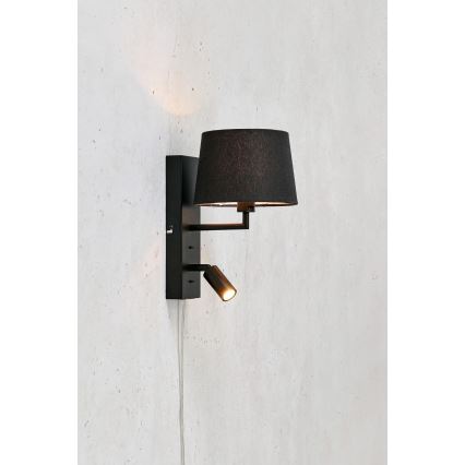 Markslöjd 108595 - Aplique LED con USB COMO 1xE14/40W/230V + LED/3W negro