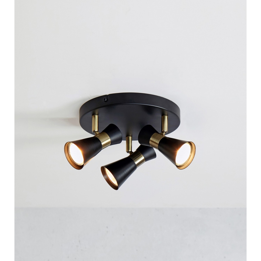 Markslöjd 108626 - Foco FOLIE 3xGU10/7W/230V negro/latón